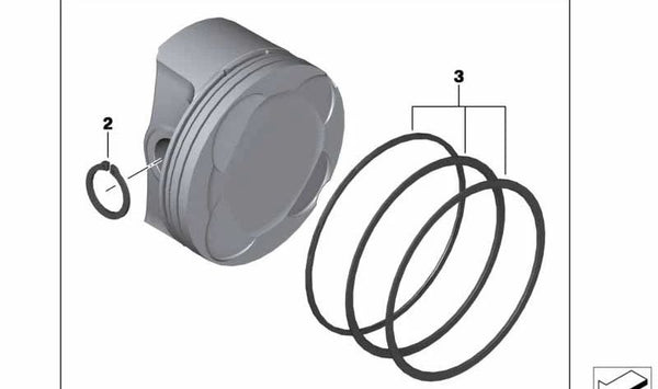 Pistón OEM 11257721863 para BMW Motorrad R 3/20, R3, R nineT, R nineT Pure, R nineT Scrambler, R nineT Urban G/S, R nineT Racer. Original BMW Motorrad.