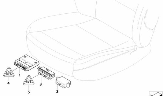 Módulo de asiento OEM 61359196934 para BMW Serie 5 E60, E61, Serie 7 E65, E66, E67, X5 E70, X6 E71... y más. Original BMW.