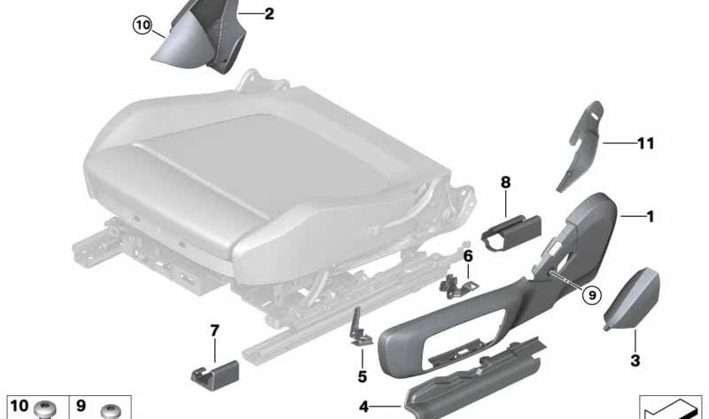 EXTERNAL MOLDING RIGHT HIGHER RAIL 52107493662 FOR BMW G14, G15. Original BMW.