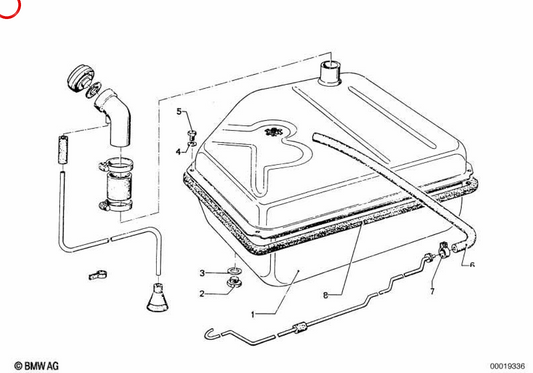 Tanque de combustível OEM 16111110672 para BMW E30. BMW genuíno.