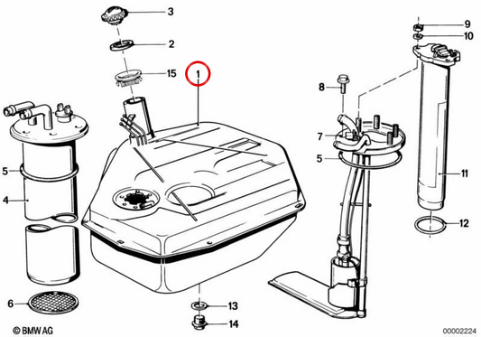 Tanque de combustível OEM 16111177559 para BMW E28. BMW genuíno.