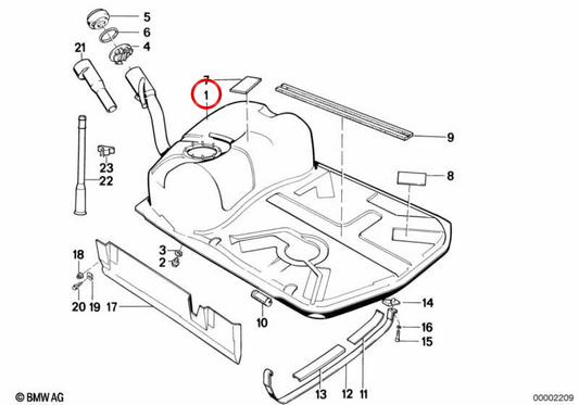 Tanque de carburant métallique OEM 16111178913 pour BMW E32. BMW d'origine.