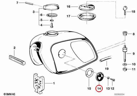 Insignia "Plakette" OEM 16111230769 para BMW R50. Original BMW.