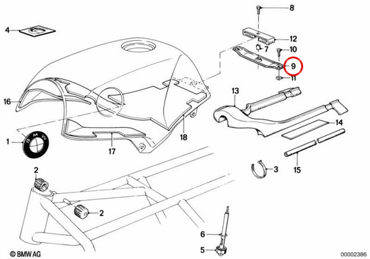 Tankhalterung OEM 16111450704 für BMW K100, K100 LT, K100 RS, K100 RT Motorräder. Original BMW Motorrad.