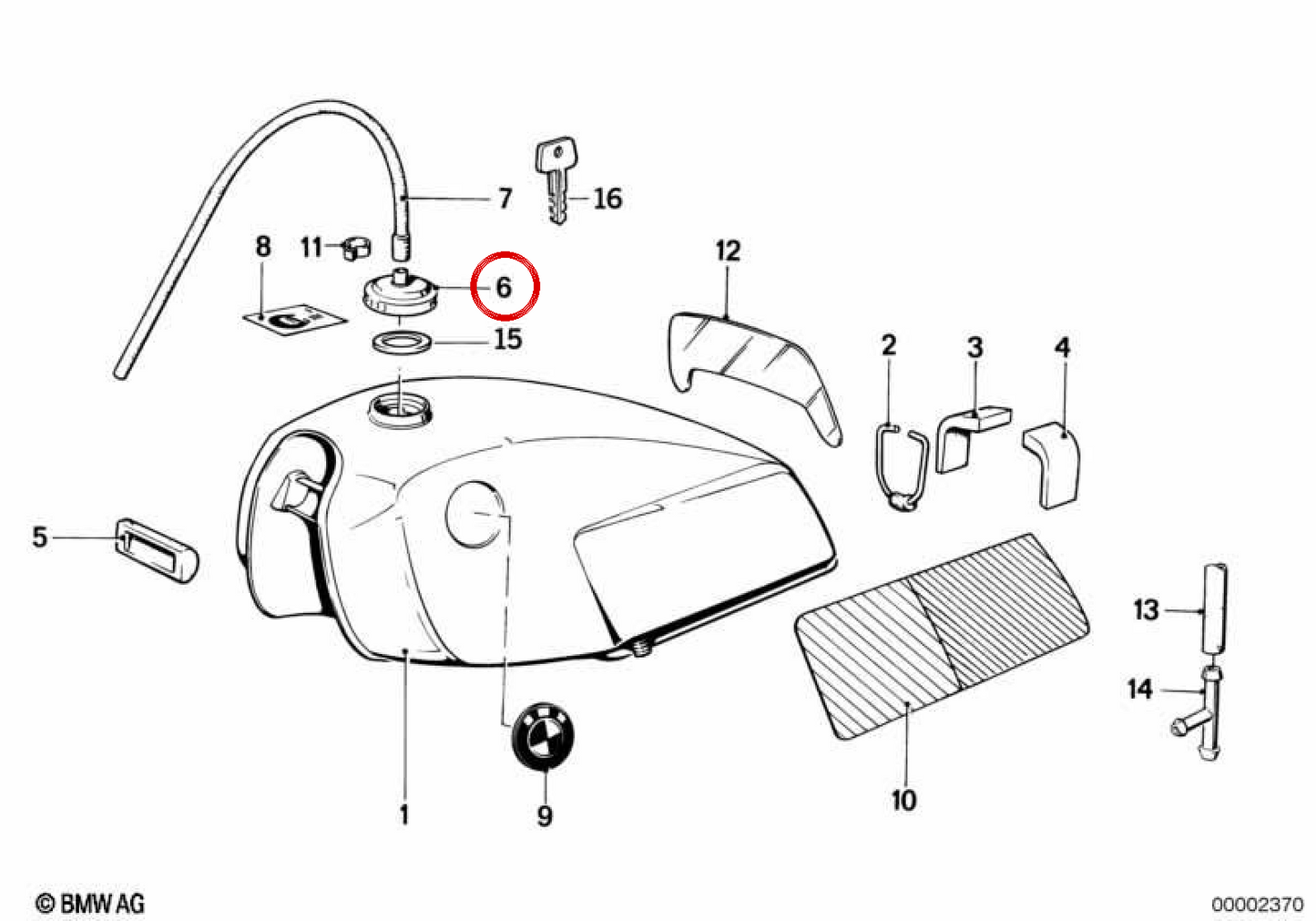 Tapa de combustible con llave OEM 16111453817 para BMW E23, E24, E28, E30, E31, E32, E34, E36, E38, E39, E46, E52, E53, Z1, Z3. Original BMW.