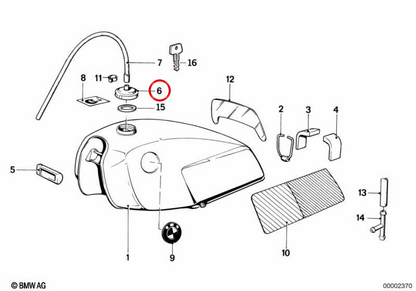 Tapa de combustible con llave OEM 16111453817 para BMW E23, E24, E28, E30, E31, E32, E34, E36, E38, E39, E46, E52, E53, Z1, Z3. Original BMW.