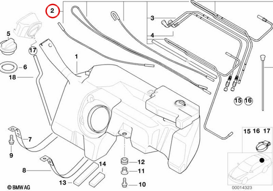 OEM fuel pipe 16112282262 for BMW E36 and Z3. Original BMW.