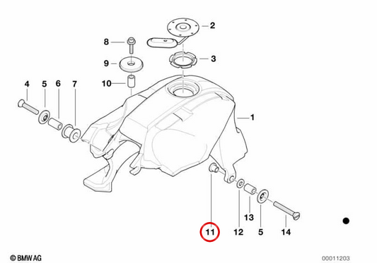 Support en caoutchouc pour réservoir OEM 16112309228 pour motos BMW R1200GS, R1200GS Adventure, R1200RT, R900RT, R1200ST, R1200S, HP2 Sport, K1200GT, K1300GT, K1200RS, K1200LT… et plus. Original BMW Motorrad.