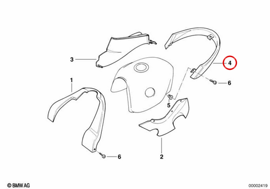 Finition de réservoir OEM 16112324333 pour motos BMW R 850 R, R 1100 R, R 1150 R, Rockster. BMW Motorrad d'origine.