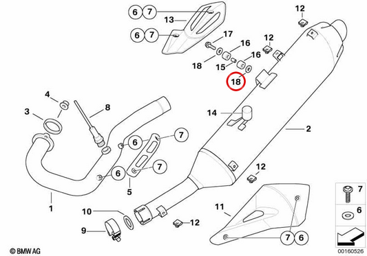 Arandela OEM 16112345084 para motos BMW F 650, F 650 ST, G 650 X. Original BMW Motorrad.