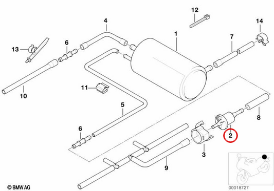 Sicherheitsventil für das Kraftstoffsystem OEM 16112347148 für BMW Motorräder R 1200 GS, R 1200 RT, K 1200 S, F 650 GS, G 650 GS, C 650 GT … und mehr. Original BMW Motorrad.