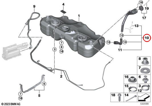 Tankanfüllrohr aus Kunststoff OEM 16112758030 für MINI R57 Cabrio, R58 Coupé, R59 Roadster… Original MINI.