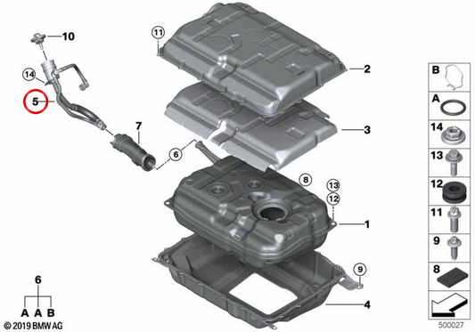 OEM 16115A1E0F7 Kraftstofffüllrohr für BMW G05, G06. Original BMW.