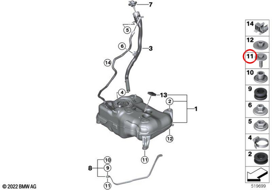 Vite esagonale combinata OEM 16115A25856 per BMW U06, U11. BMW originale.