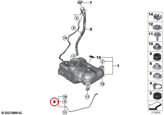 **Braçadeira do tanque de combustível OEM 16115A495A1 para BMW U06, U11. BMW original.**