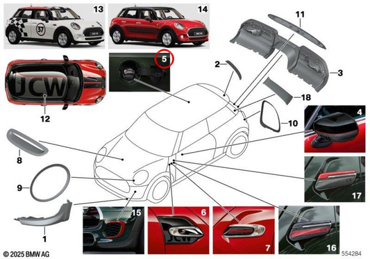 Tappo serbatoio in carbonio John Cooper Works OEM 16115A7AD86 per MINI R56, F56, Clubman R55, Cabrio R57, Countryman R60, Paceman R61... e altro ancora. MINI originale.