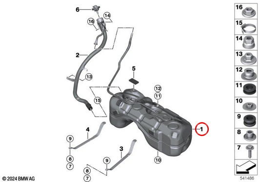 OEM-Reparatursatz für Kraftstofftank 16115B31B63 für BMW X3 G45 20 xDrive, 30 xDrive, M50 xDrive und X3L G48 xDrive25L, xDrive30L. Original BMW.