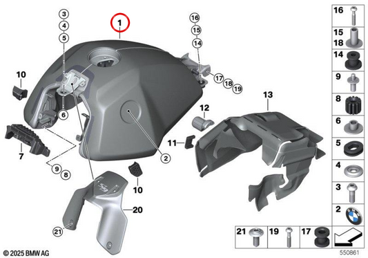 Serbatoio carburante lightwhite uni OEM 16115B46905 per moto BMW R 12 G/S (KR2, 0N21) Originale BMW Motorrad