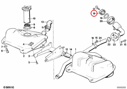 Tapa de gasolina sin cierre OEM 16116750564 para BMW E21, E30, E12, E28, E24, E23, E32. Original BMW.