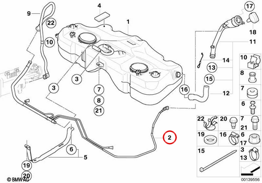 Tubería de ventilación del depósito de combustible OEM 16116763763 para MINI R50 Cooper, R52 Cooper/Cooper S, R53 Cooper S... y más. Original MINI.