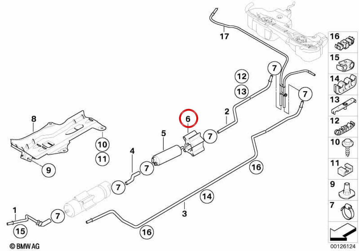 OEM -Stoßdämpfer Ring 1611716199 für BMW E46. Original BMW.