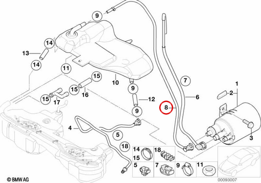 OEM -Lüftungsrohr 16117177236 für BMW E46. Original BMW.