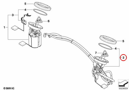 Kit de reparo do regulador de pressão com sensor de nível de combustível OEM 16117220153 para BMW E82, E87, E88, E90, E84. BMW genuíno.