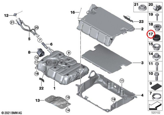 Ombre in gomma OEM 16117406983 per BMW G30, G31, G11, G12. BMW originale.