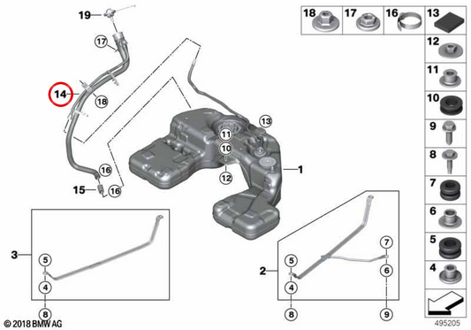 Tubo de enchimento de combustível OEM 16117439929 para BMW G07. BMW genuíno.