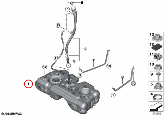 OEM -Kunststoff -Kraftstofftank 16117453429 für BMW F45, F46, F48, F49, F39, F60. Original BMW.