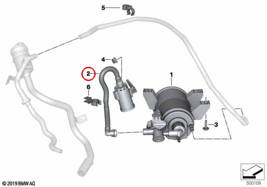 OEM 16117466724 tubo del filtro in polvere per BMW G29. BMW originale.
