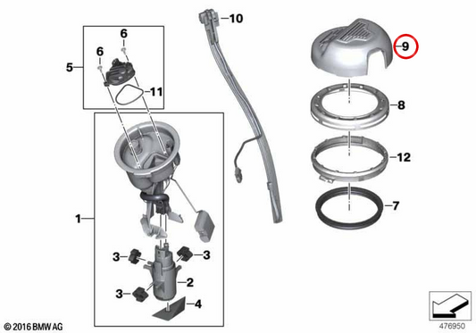 Tampa do sistema de combustível OEM 16117675682 para motocicletas BMW R1200GS (K25, 2004-2007). Originais BMW Motorrad.