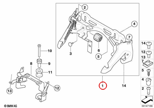 Support avant de réservoir d’essence OEM 16117677806 pour motos BMW K 1200 S et K 1300 S. Original BMW Motorrad.