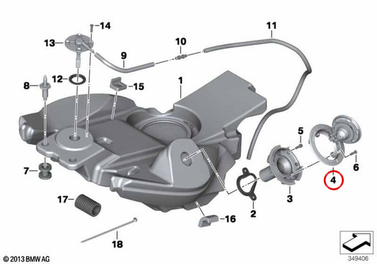 OEM tank cover 16117691502 for BMW motorcycles R1200GS, S1000RR, F800GS... and more. Original BMW Motorrad.