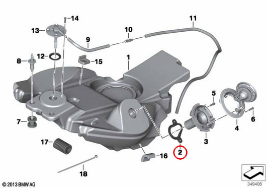 Guarnizione tubo di immissione serbatoio OEM 16117691509 per moto BMW R1200GS, R1200RT, R nineT, S1000RR, K1600GT, F800R, F800GT... e più. Originale BMW Motorrad.