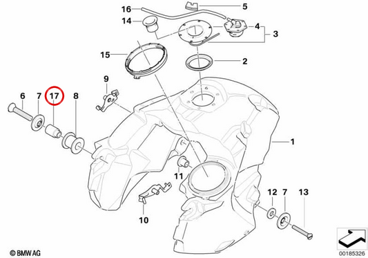 Bouchon de réservoir de carburant OEM 16117694969 pour motos BMW R1200GS (K25) 2006-2007. BMW Motorrad d'origine.