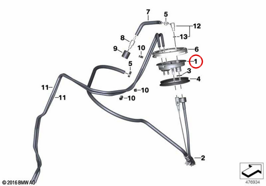 Flangia della pompa del carburante OEM 16117705637 per BMW Motorrad R1200GS, R1200RT, R1200R, R1200S, HP2, R NINENET, K1300R, K1300S, K1300GT, K1200S, K1200R, K1200GT. BMW MOTORAD originale.