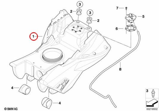Depósito de combustível OEM 16117721043 para motociclos BMW G 650 GS e G 650 GS Sertão. Original BMW Motorrad