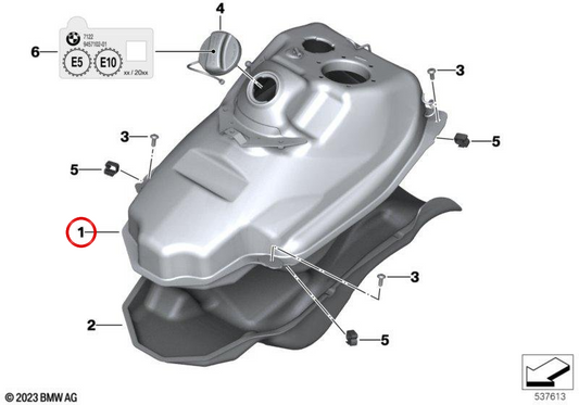 Serbatoio carburante OEM 16117724935 per moto BMW C 600 Sport, C 650 GT (K18, K19). BMW Motorrad originale.