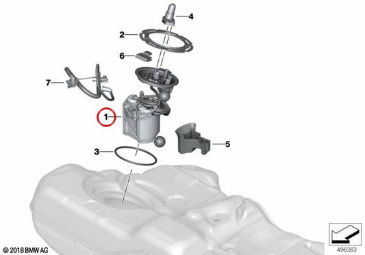 Pompe à carburant OEM 16117856998 pour BMW F90, F92, F93. BMW d'origine.