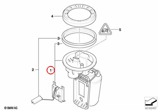 Fuel pump with level sensor OEM 16118487368 for MINI R56, R56 LCI, Clubman R55, Clubman R55 LCI, Cabrio R57, Cabrio R57 LCI, Coupé R58, Roadster R59. Original MINI.