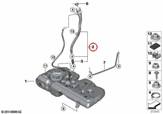 Tubo de enchimento de combustível OEM 16118741457 para BMW Série 2 U06 Active Tourer 218d, 220d, 223d xDrive… e mais. Original BMW