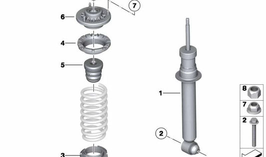 Rear shock absorber OEM 33526855966 for BMW F10. Original BMW.