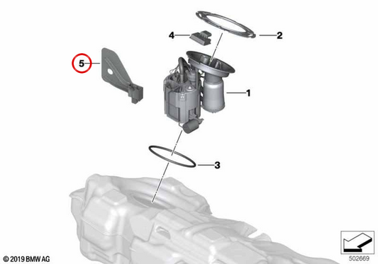 Deflector de combustible OEM 16119845443 para BMW G20, G21, G22, G23, G26. Original BMW.