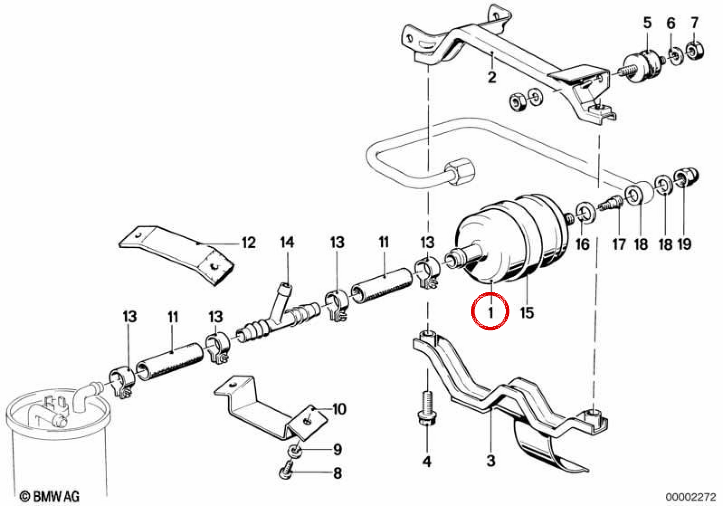 Bomba de combustible OEM 16121150201 para BMW E21, E30, E12, E28. Original BMW.