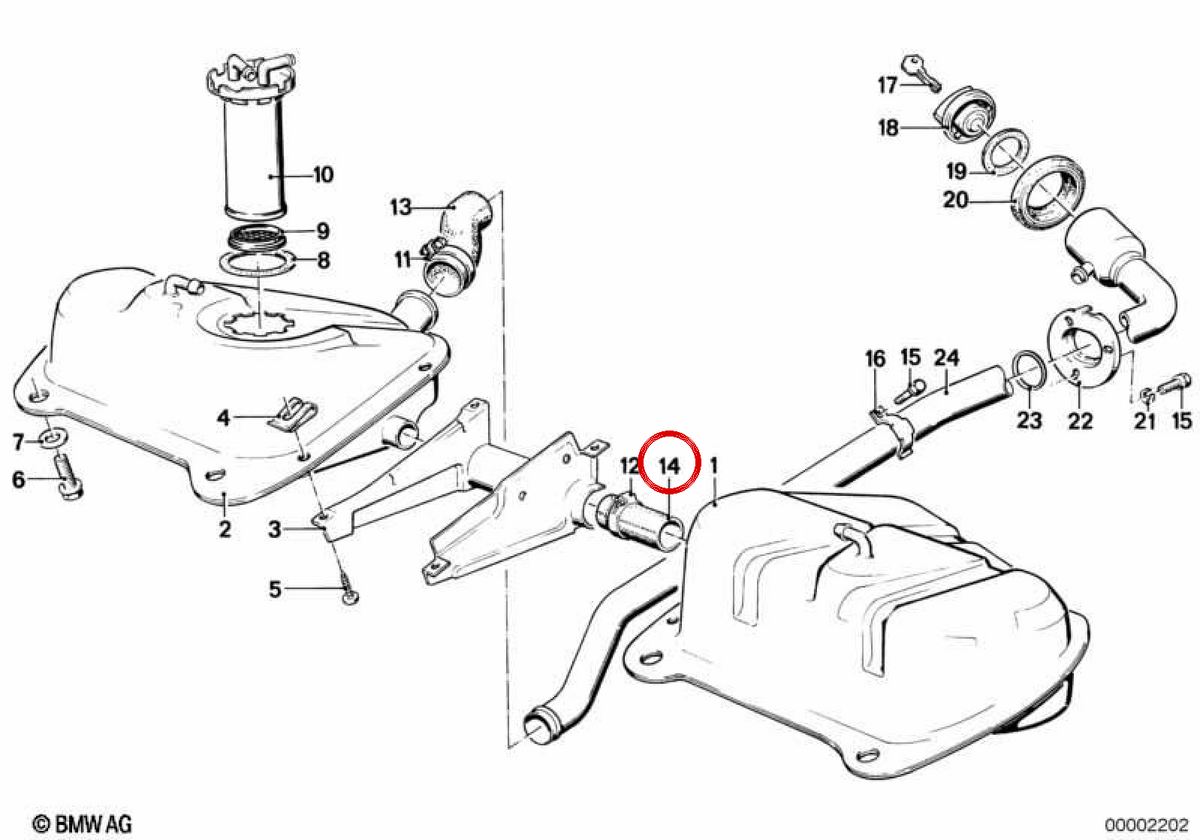 BMW -Schlauch 3 E21 (OEM 16121176795). Original BMW.