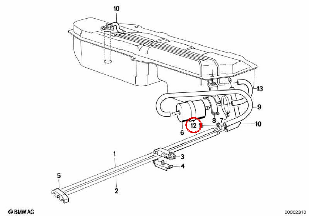 Goma Board OEM 16121179884 per BMW E30. BMW originale.