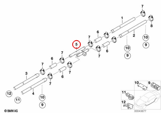 Conector de combustible OEM 16121184958 para BMW E39, E38. Original BMW.