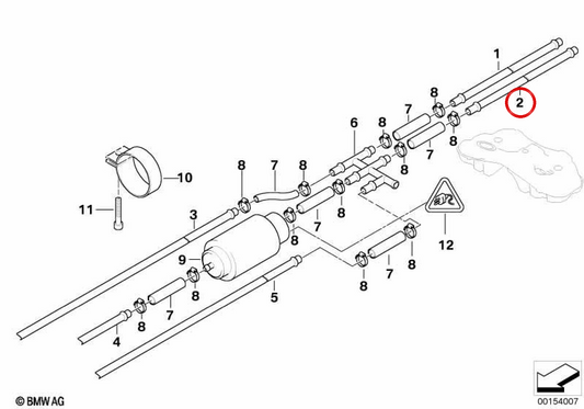 Pipe de carburant arrière OEM 16121184994 pour BMW E38. BMW d'origine.