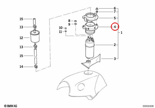 Rear shock absorber OEM 16121464694 for BMW motorcycles K75, K100 RS, K1100 RS, K1... and more. Original BMW Motorrad.